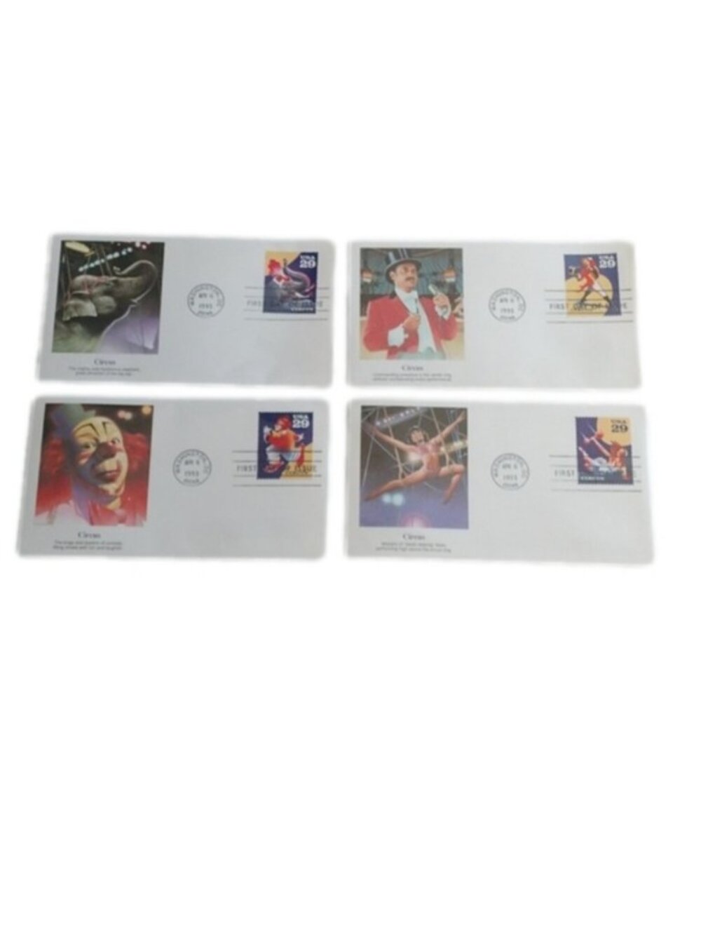 Postal Stamps "Circus" First Day of Issue, Set of 4, April, 1993